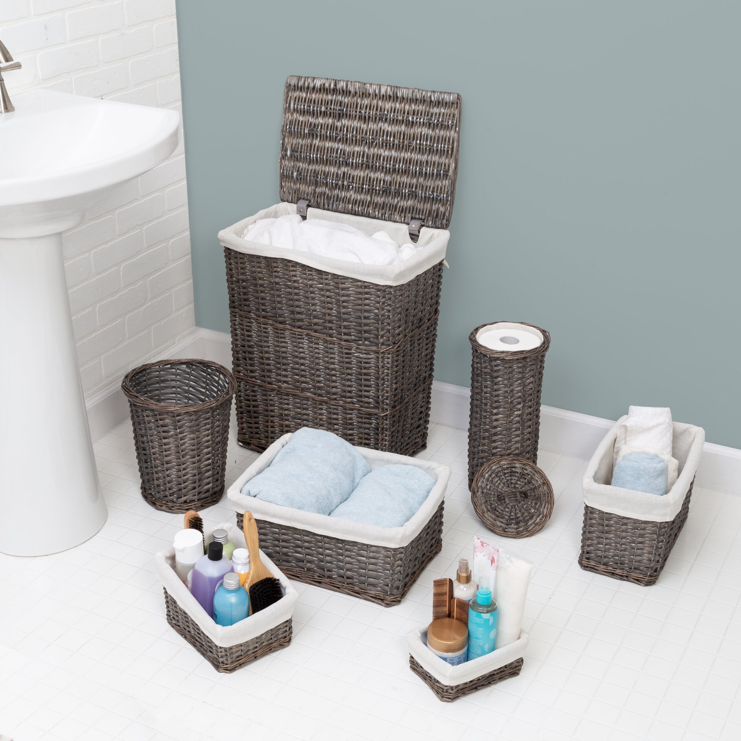 gray split willow 7 piece woven storage basket set gray split willow 7 piece woven storage basket set