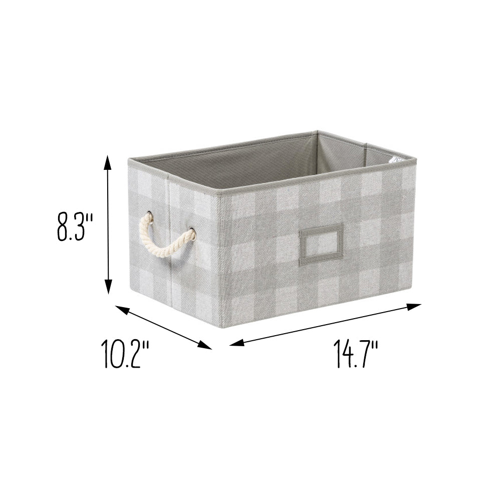 gray plaid folding large fabric storage bins with handles (set of 3) gray plaid folding large fabric storage bins with handles (set of 3)