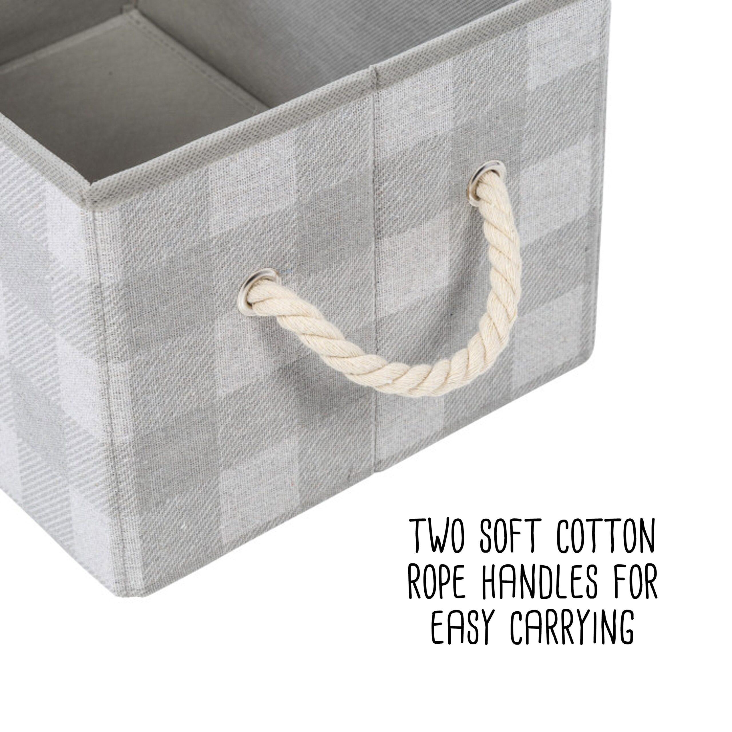 gray plaid folding large fabric storage bins with handles (set of 3) gray plaid folding large fabric storage bins with handles (set of 3)