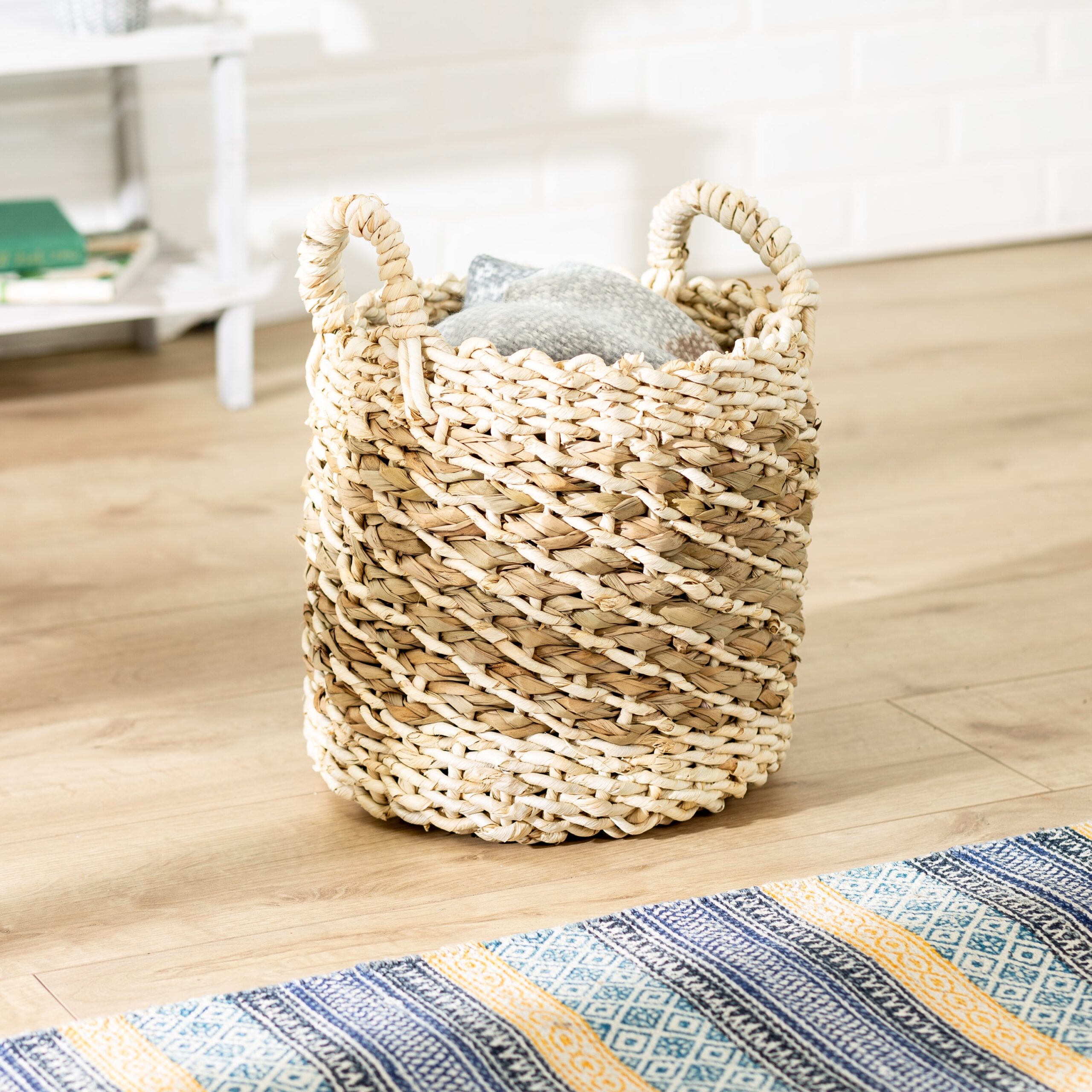 natural tea stained small wicker storage basket with handles natural tea stained small wicker storage basket with handles
