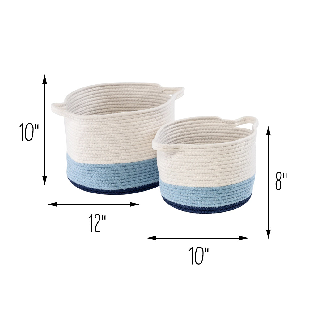blue/white ombré cotton rope nesting basket (set of 2) blue/white ombré cotton rope nesting basket (set of 2)