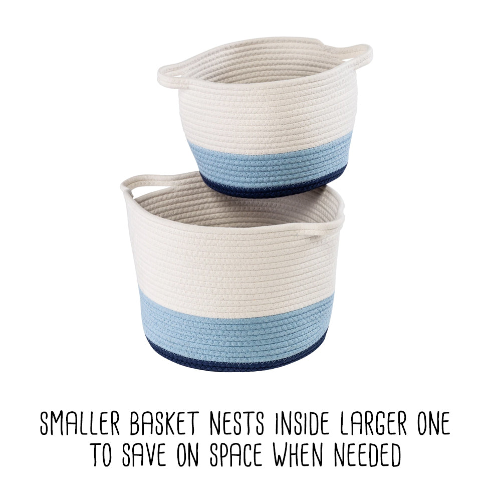 blue/white ombré cotton rope nesting basket (set of 2) blue/white ombré cotton rope nesting basket (set of 2)