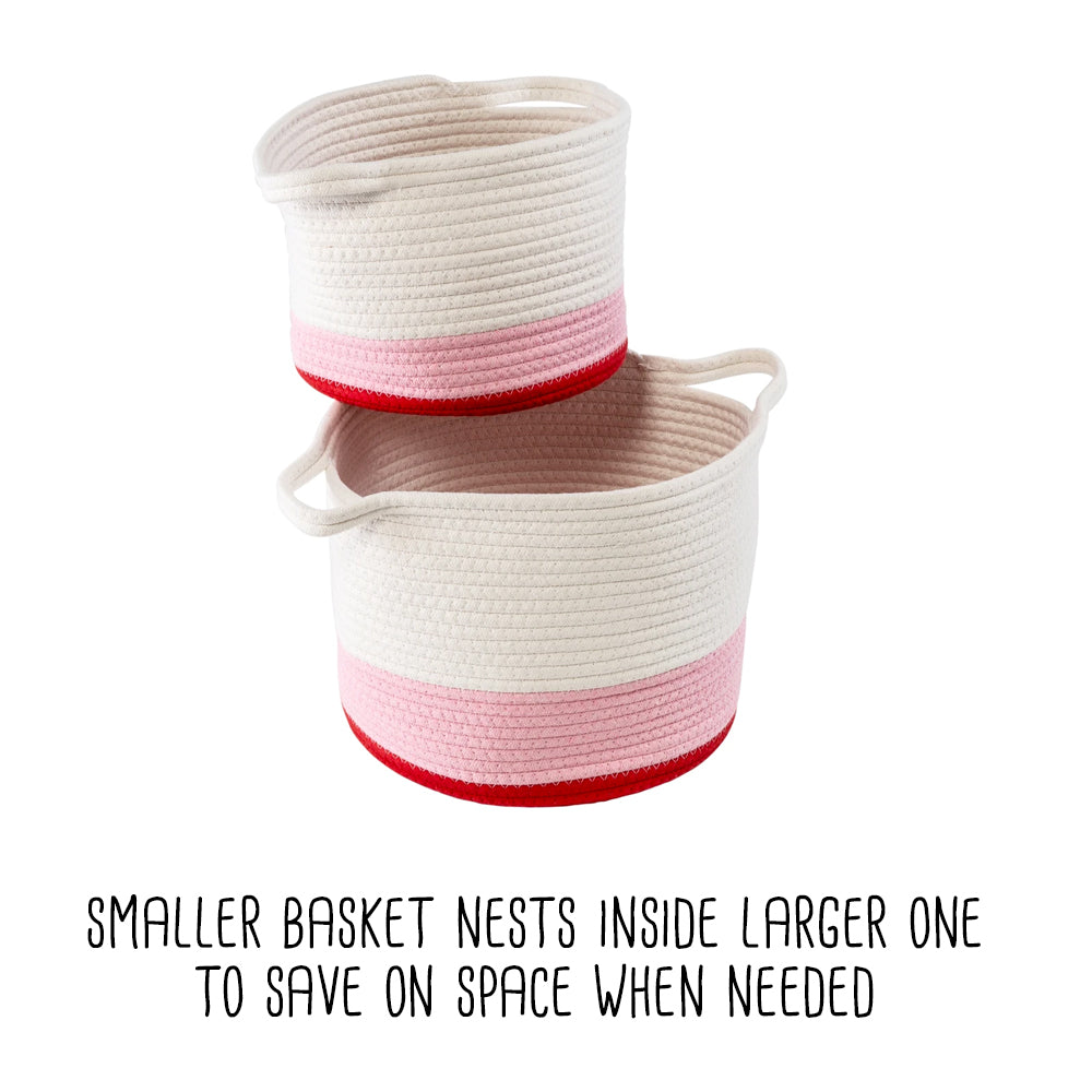 red/white ombré cotton rope nesting basket (set of 2) red/white ombré cotton rope nesting basket (set of 2)