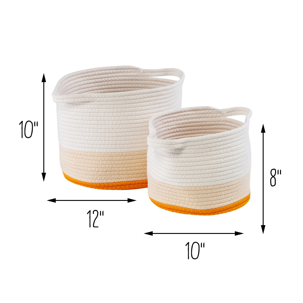 yellow/white ombré cotton rope nesting basket (set of 2) yellow/white ombré cotton rope nesting basket (set of 2)