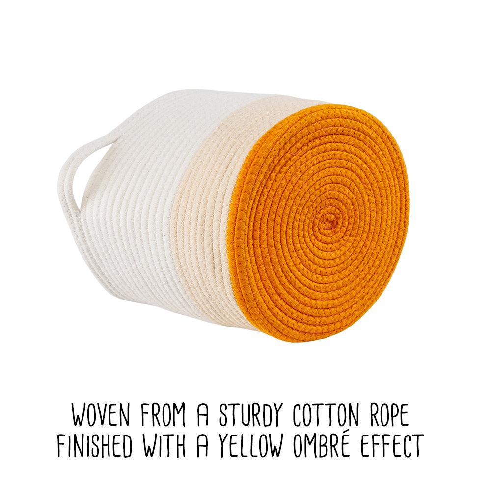 yellow/white ombré cotton rope nesting basket (set of 2) yellow/white ombré cotton rope nesting basket (set of 2)