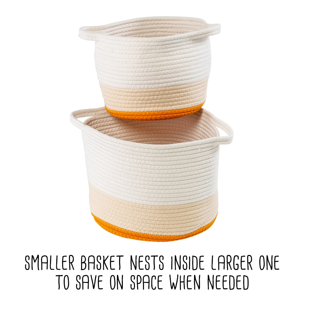 yellow/white ombré cotton rope nesting basket (set of 2) yellow/white ombré cotton rope nesting basket (set of 2)