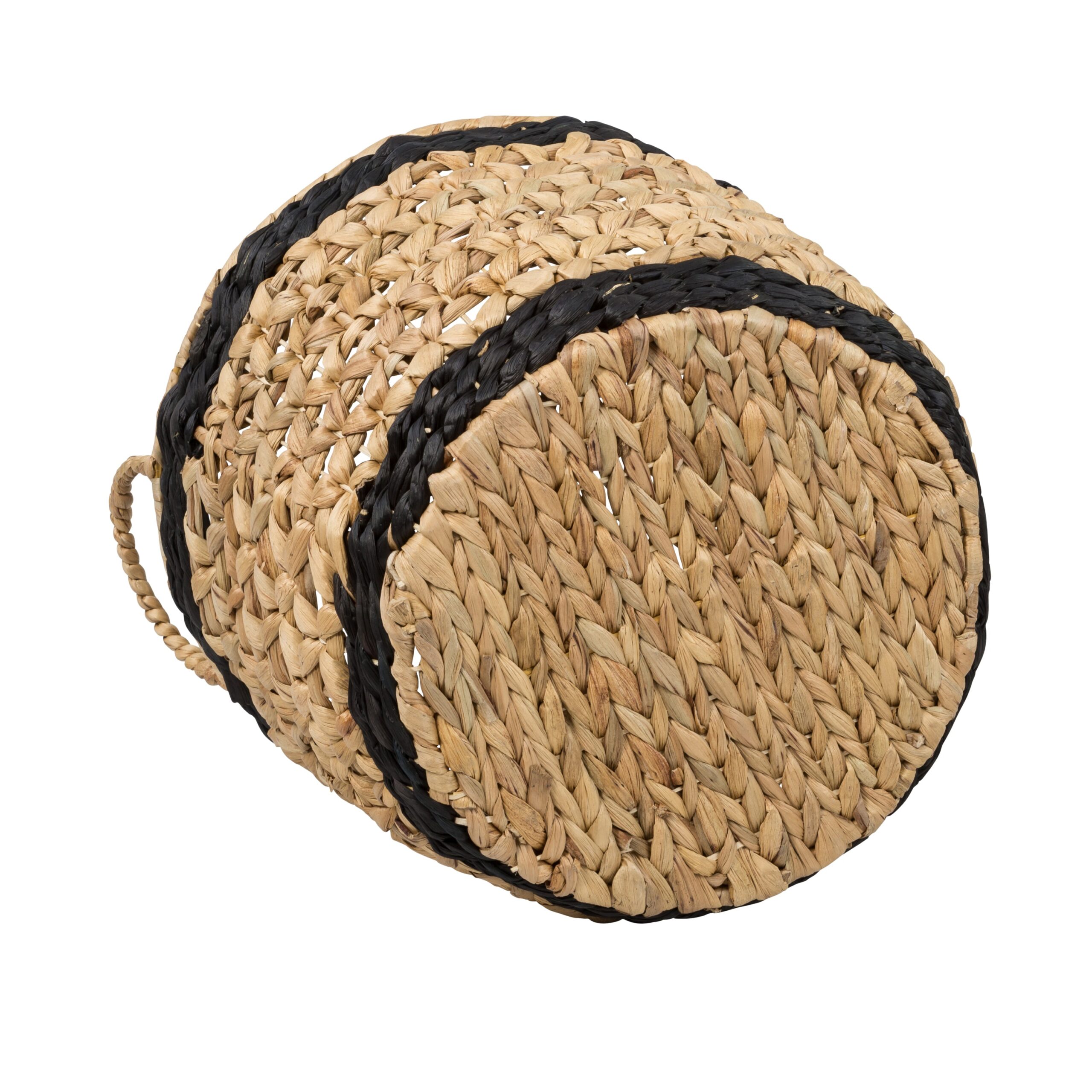 natural/black round decorative wicker baskets with handles (set of 2) natural/black round decorative wicker baskets with handles (set of 2)