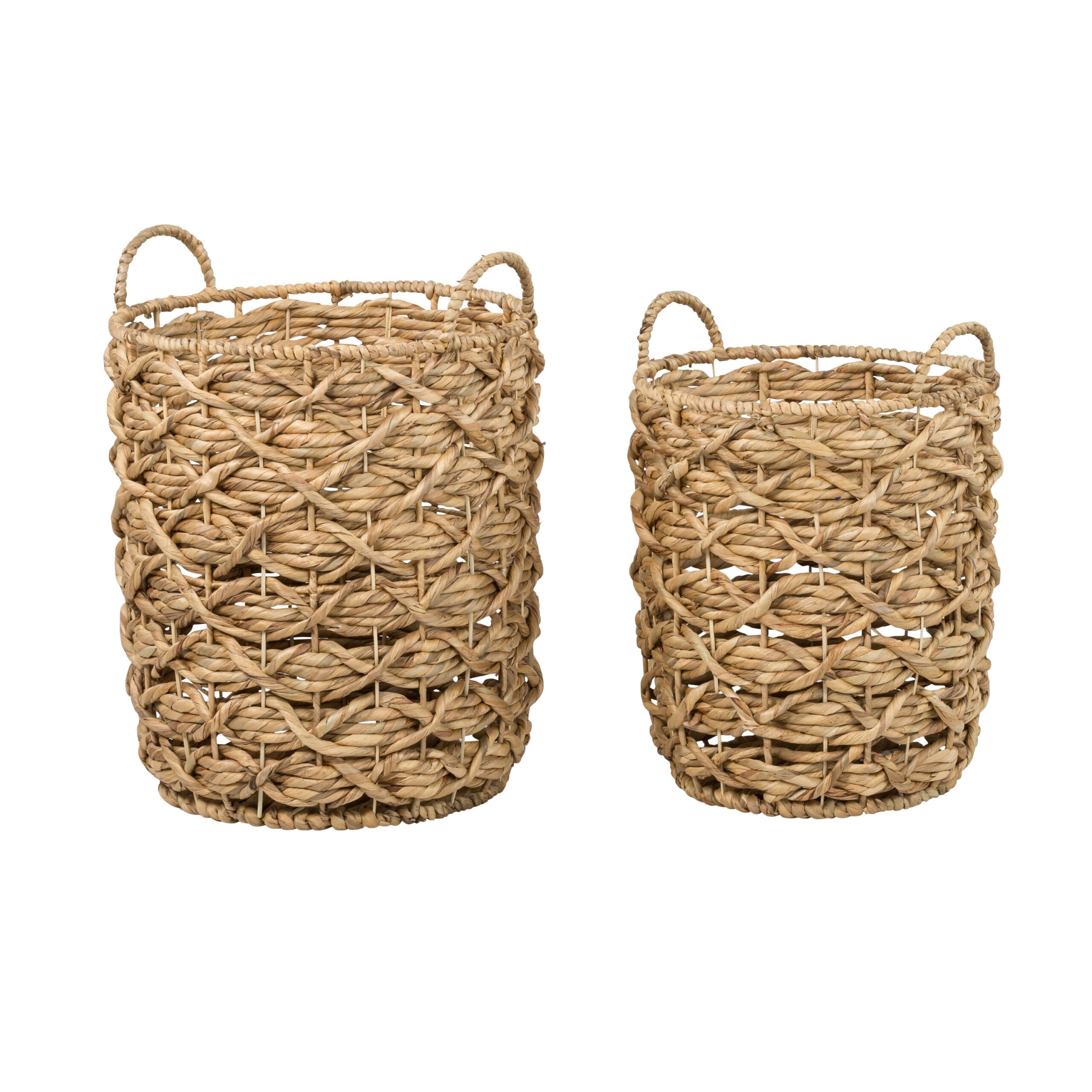 natural round decorative wicker baskets with handles (set of 2) natural round decorative wicker baskets with handles (set of 2)