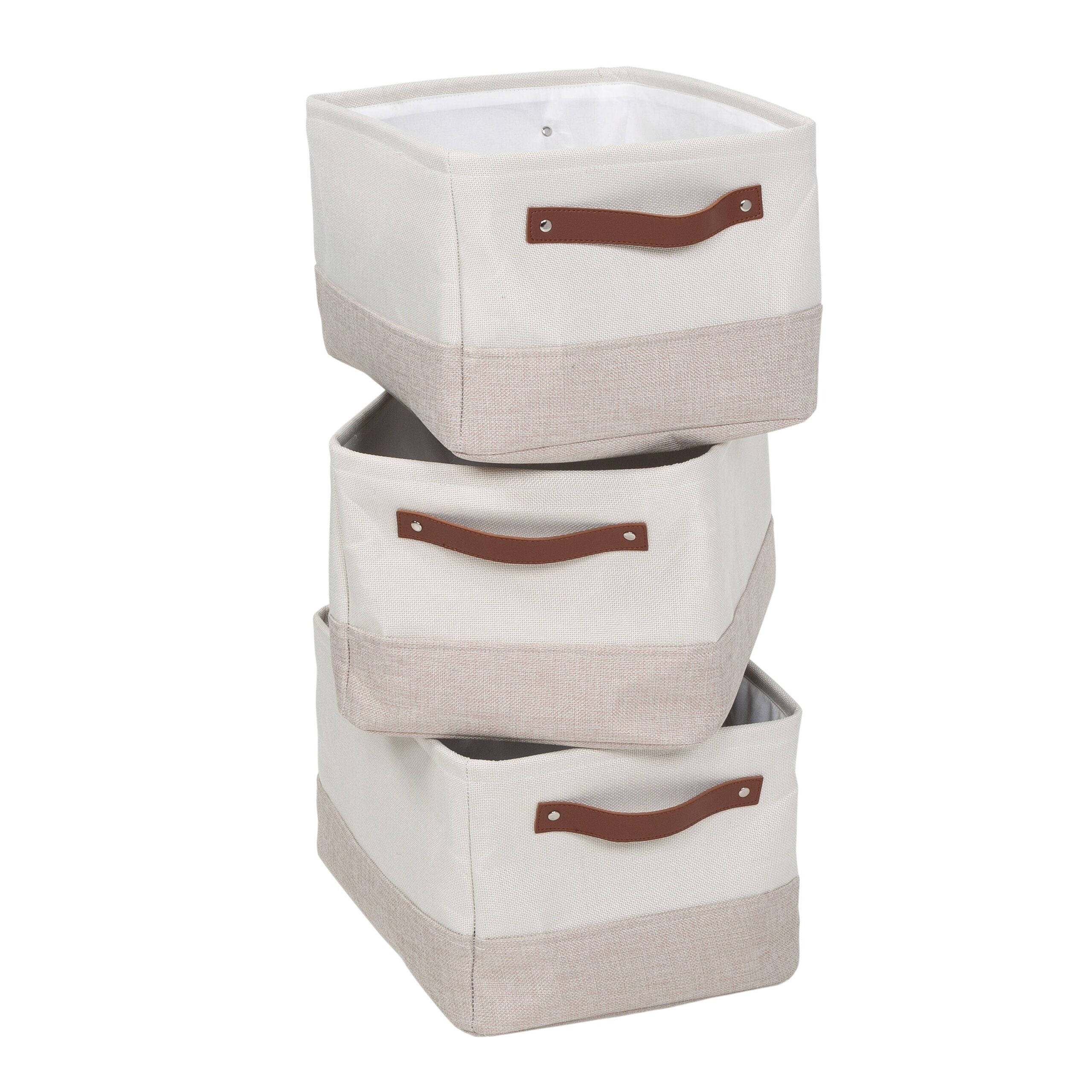 white/beige 3 pack decorative canvas storage bins with handles white/beige 3 pack decorative canvas storage bins with handles